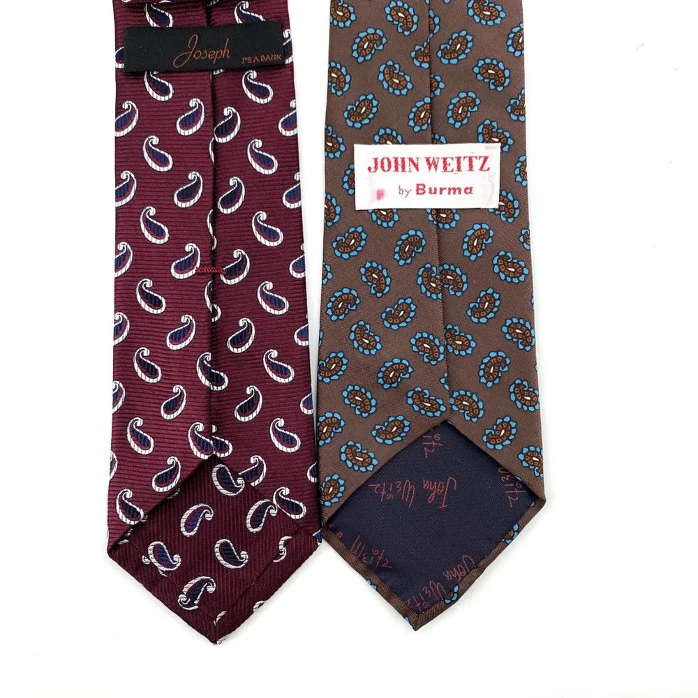 Bundle 2 Joseph Jos A. Bank & John Weitz by Burma Tie Burgundy & Brown 100% Silk